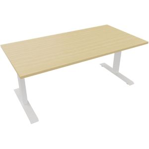 Elektrisch bureau recht 5777 - 120 x 80 cm. - Wit - Beuken