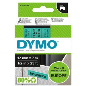 Labeltape Dymo 45019 D1 720590 12mmx7m zwart op groen