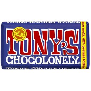 Chocolade Tony's Chocolonely reep 180gr donker melk pretzel toffee