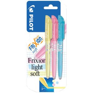 Markeerstift PILOT Frixion soft blauw, geel, roze in blister