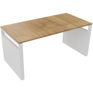 Bureau 4331 recht met zijwangen - 180 x 80 cm. - Wit - Toscaans noten