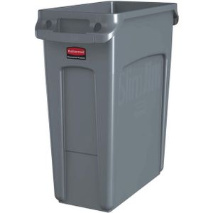 Afvalbak Rubbermaid Slim Jim Vented met luchtsleuven 60liter grijs