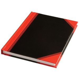 Notitieboek zwart/rood A6 lijn 70gr 96vel