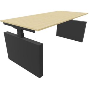 Bureau 3331 recht met zijwangen - 180 x 90 cm. - Zwart - Beuken