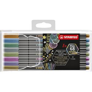 Viltstift STABILO Pen 6808/8-11 metallic etui Ãƒ 8 kleuren