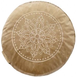 Fluwelen Meditatiekussen | Goud met Mandala borduursel | ⌀30cm - 15cm