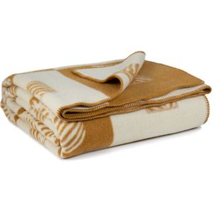 Merino deken BLAD - oker - 140x200 cm, Geel