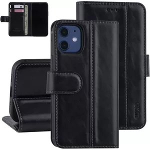 BEZ IPhone 12 Mini Hoesje - Flip Wallet Boekje - Kunstleer Met Creditcardvakken - Standfunctie - Magnetische Sluiting - Blauw