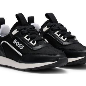 Kindersneakers van canvas en leer