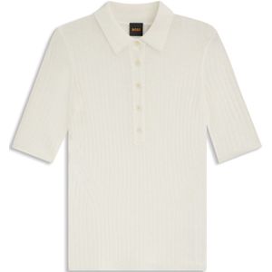 Geribde gebreide polo van een scheerwolmix