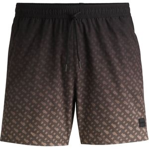 Zwemshorts met logopatch en monogramprint in kleurverloop