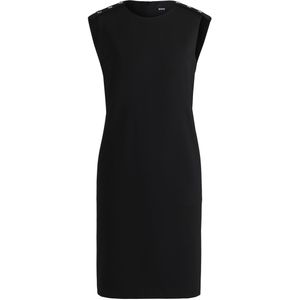 Shiftdress van stretchmateriaal met knopen op de schouders