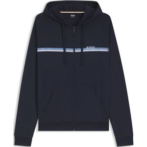 Hoodie van katoenen badstof met rits, strepen en logo