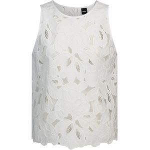 BOSS - Mouwloze Blouse - Wit - Katoen/Polyester