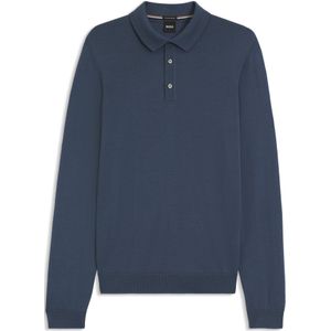 Regular-fit gebreide polo van scheerwol