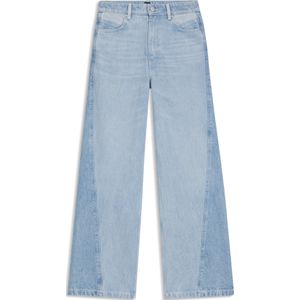Jeans met wijde pijpen van stevig blauw denim met panelen