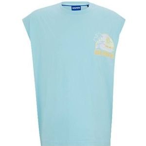 Mouwloos T-shirt van katoenen jersey met zomers artwork