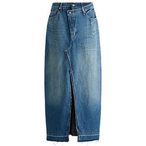 Denim rok in maxilengte met split aan de voorkant