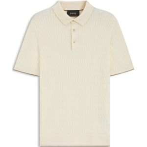 Kabelgebreide polo van zijde en katoen