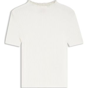 Trui met onregelmatige ribstructuur en hoge hals