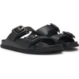 BOSS - Leren Slippers - Zwart - Leer - Ergonomisch Voetbed