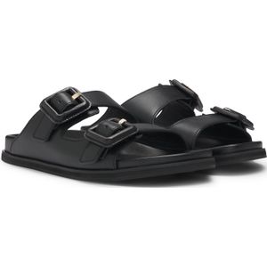 BOSS - Leren Slippers - Zwart - Leer - Ergonomisch Voetbed
