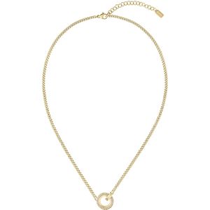 BOSS Jewelry - Goudkleurige Ketting - 45,7 cm - Met Hangertje Bezet Met Kristallen