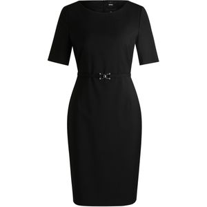 BOSS - Daleah - Jurk - Zwart - Slanke Pasvorm - Knielengte