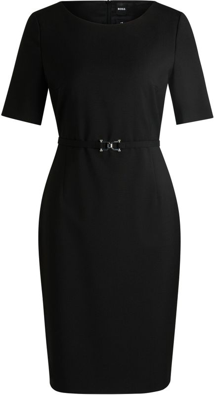 BOSS - Daleah - Jurk - Zwart - Slanke Pasvorm - Knielengte