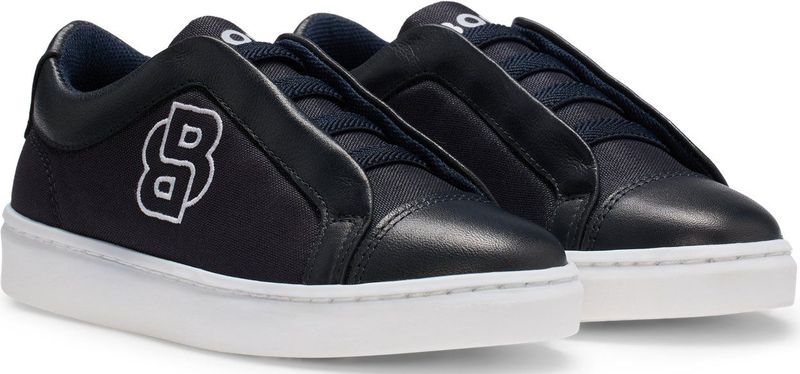 BOSS - J51657 - Leren Sportschoenen - Marineblauw - Plat - Veters