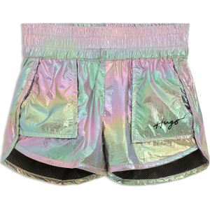 Iriserende kindershort met logoprint