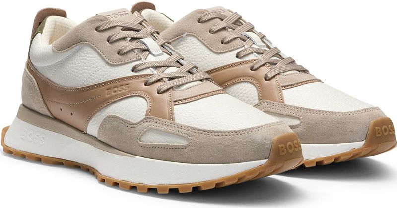 BOSS - Lage Sneakers - Meerkleurig - Echt Leer - Vetersluiting