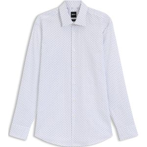 BOSS - Slim-fit Overhemd - Oxford Katoen - Met Stretch - Geometrische Print