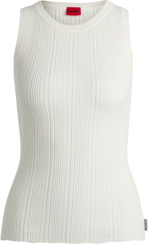 Dames Hugo Sareple Mouwloze Top in Naturel