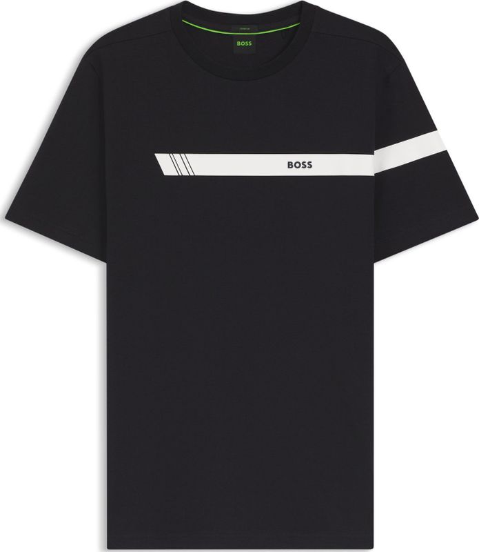 Regular-fit T-shirt van stretchkatoen met logostreep