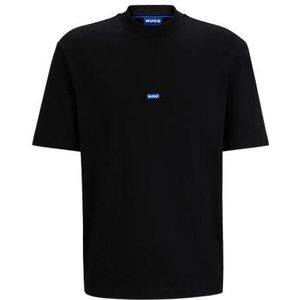 T-shirt van katoenen jersey met blauwe logopatch