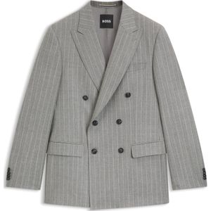 BOSS - Double-breasted Colbert - Gestreepte Scheerwol - Formeel