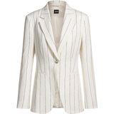 BOSS - Slim-fit Colbert - Gestreepte Bouclé Linnenmix