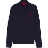 HUGO - Gebreide Trui - Rood Logolabel - Katoen