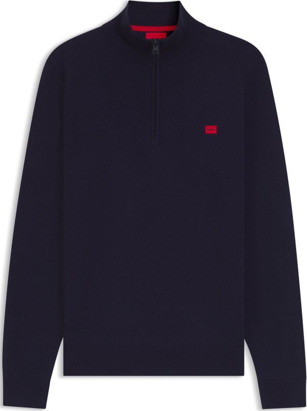 HUGO - Gebreide Trui - Rood Logolabel - Katoen