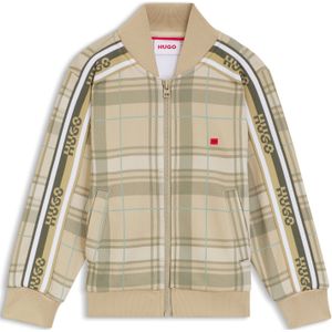 Kinderjas van geruit fleece met rits en logolabel