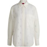 Oversized-fit blouse met burned-out logoprint