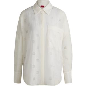 Oversized-fit blouse met burned-out logoprint