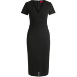 HUGO Womenswear - Slim-fit Midi-jurk - V-hals - Stretchmateriaal