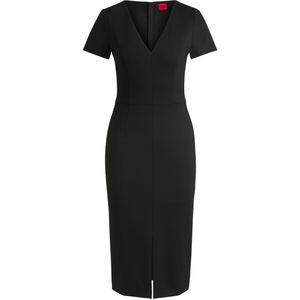 HUGO Womenswear - Slim-fit Midi-jurk - V-hals - Stretchmateriaal