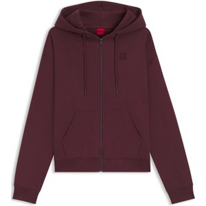 Hoodie van katoenen sweatstof met rits en logostiksel