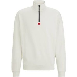 Relaxed-fit sweatshirt met ritskraag van katoenen sweatstof