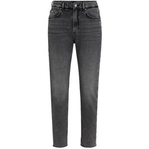 Casual-fit jeans van grijs stretchdenim met onafgewerkte zomen