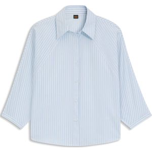 BOSS Orange - Boxy Fit - Overhemdblouse - Gestreept - Puur Katoen
