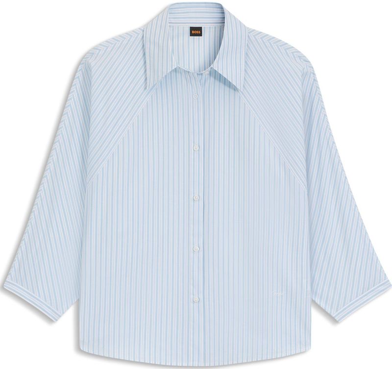 BOSS Orange - Boxy Fit - Overhemdblouse - Gestreept - Puur Katoen